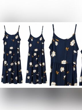 Girls Navy Floral Tiered Sundress